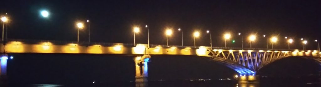 Саратов электроосвещение моста через Волгу